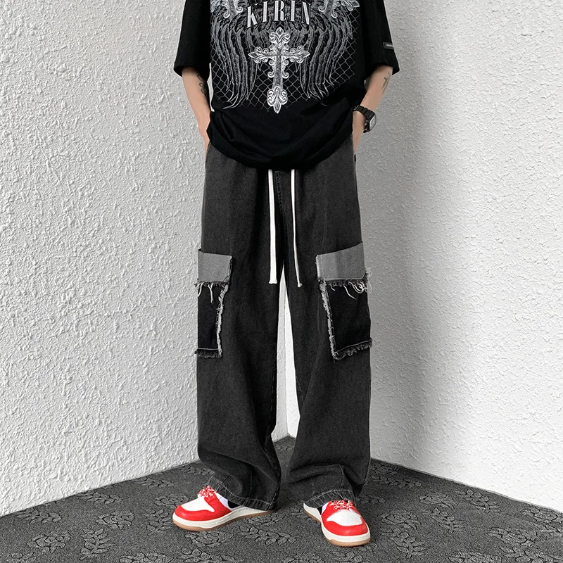 2022 Spring Autumn Casual Elastic Waist Straight Jeans Men Streetwear Patchwork Black Blue Male Jeans Pants
2022 Spring Autumn Casual Elastic Waist Straight Jeans Men Streetwear Patchwork Black Blue Male Jeans Pants
