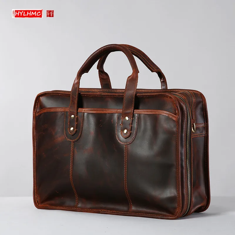 Genuine Leather Retro Men Handbag Computer Briefcase Male Shoulder Diagonally Laptop Bag Portable Travel Bags Cowhide Leather
Genuine Leather Retro Men Handbag Computer Briefcase Male Shoulder Diagonally Laptop Bag Portable Travel Bags Cowhide Leather