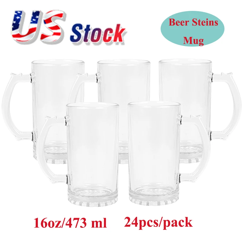 CALCA 24pcs 16oz Clear Glass Sublimation Blanks Beer Steins Mug Coated for Sublimation Printing Blank Mugs Cup Thick US Stock
CALCA 24pcs 16oz Clear Glass Sublimation Blanks Beer Steins Mug Coated for Sublimation Printing Blank Mugs Cup Thick US Stock