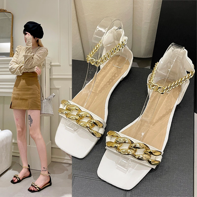 Женские босоножки с металлической отделкой, сандалии из искусственной кожи на плоской подошве с квадратным носком и ремешком с пряжкой, лет...
Женские босоножки с металлической отделкой, сандалии из искусственной кожи на плоской подошве с квадратным носком и ремешком с пряжкой, лет...