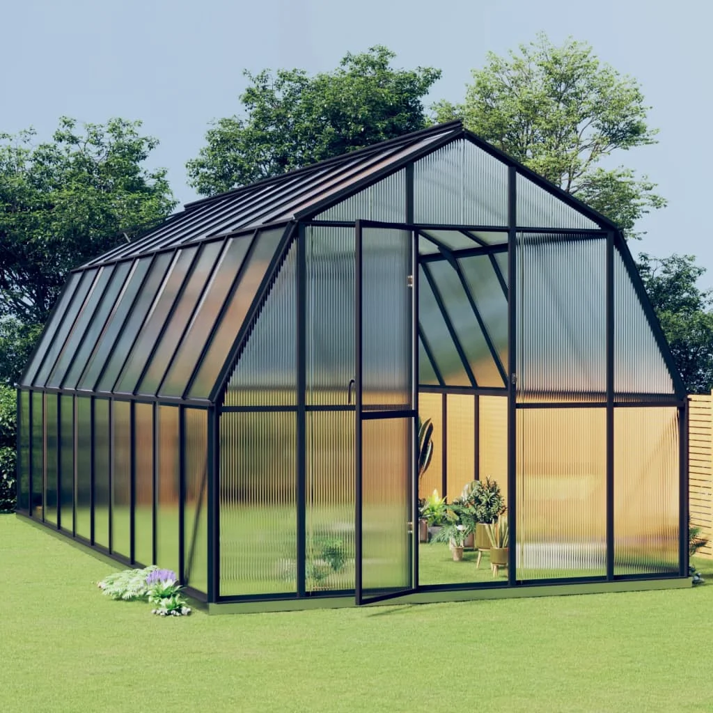 Greenhouse with Base Frame Anthracite 16.64m² UV Resistant Sturdy Maintenance-free Aluminum Construction Propagate Seeds
Greenhouse with Base Frame Anthracite 16.64m² UV Resistant Sturdy Maintenance-free Aluminum Construction Propagate Seeds