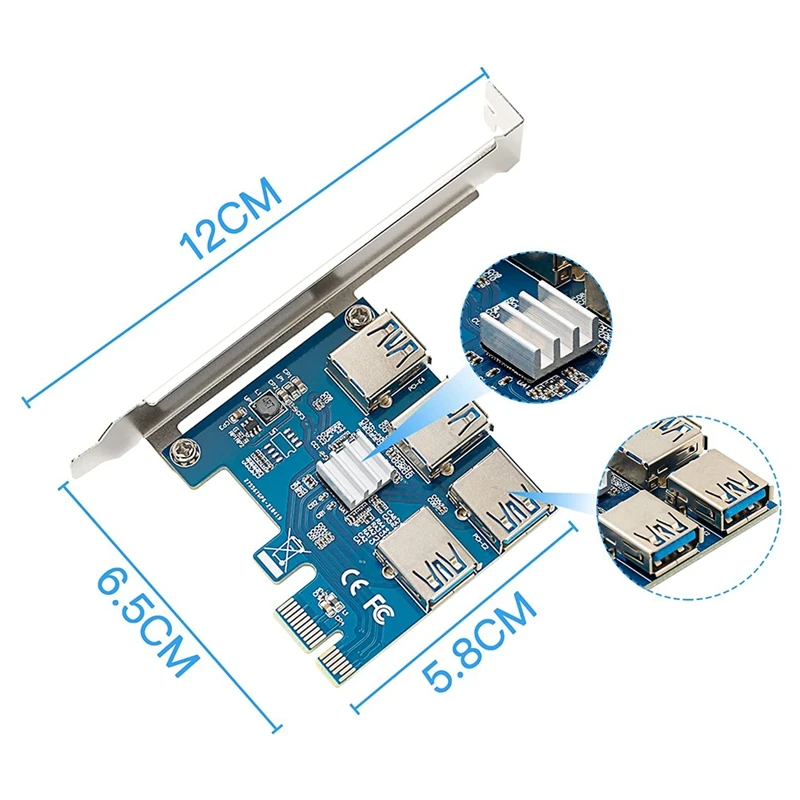 Pcie Riser Card 1To 4 With PCIE Riser 16X To 1X Express Adapter Set, USB 3.0 For Litecoin Mining Ethereum Bitcoin
Pcie Riser Card 1To 4 With PCIE Riser 16X To 1X Express Adapter Set, USB 3.0 For Litecoin Mining Ethereum Bitcoin