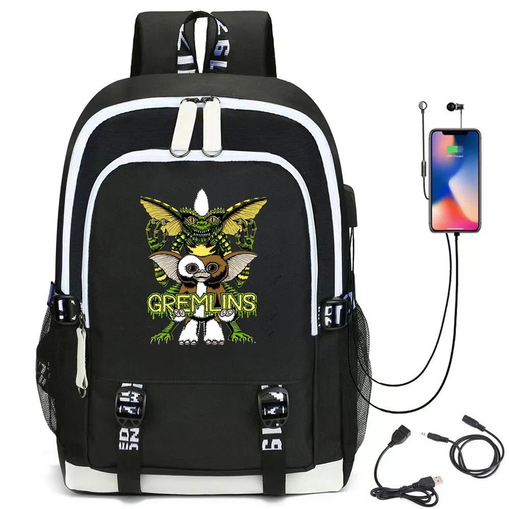 

Забавный рюкзак Gremlins с графическим принтом и USB-зарядкой, школьные ранцы для мужчин и женщин, дорожная сумка для ноутбука
