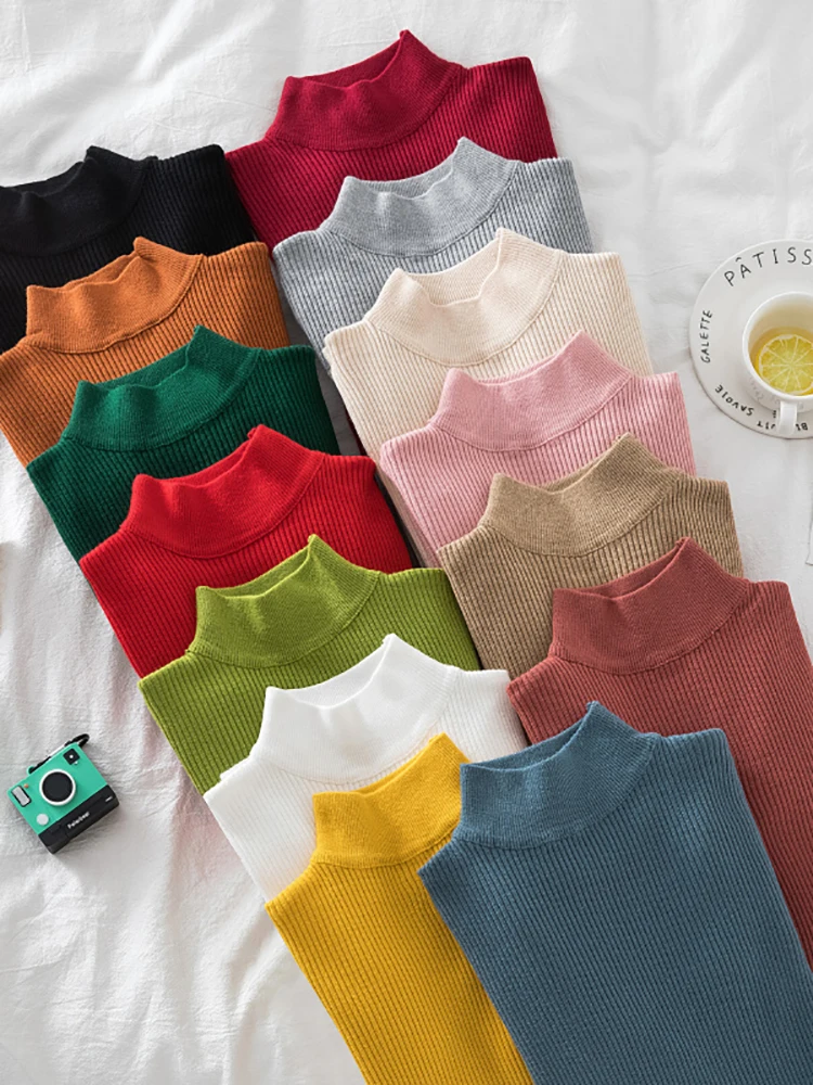 2022 New-coming Autumn Winter Tops Turtleneck Pullovers Sweaters Primer shirt long sleeve Short Korean Slim-fit tight sweater
2022 New-coming Autumn Winter Tops Turtleneck Pullovers Sweaters Primer shirt long sleeve Short Korean Slim-fit tight sweater