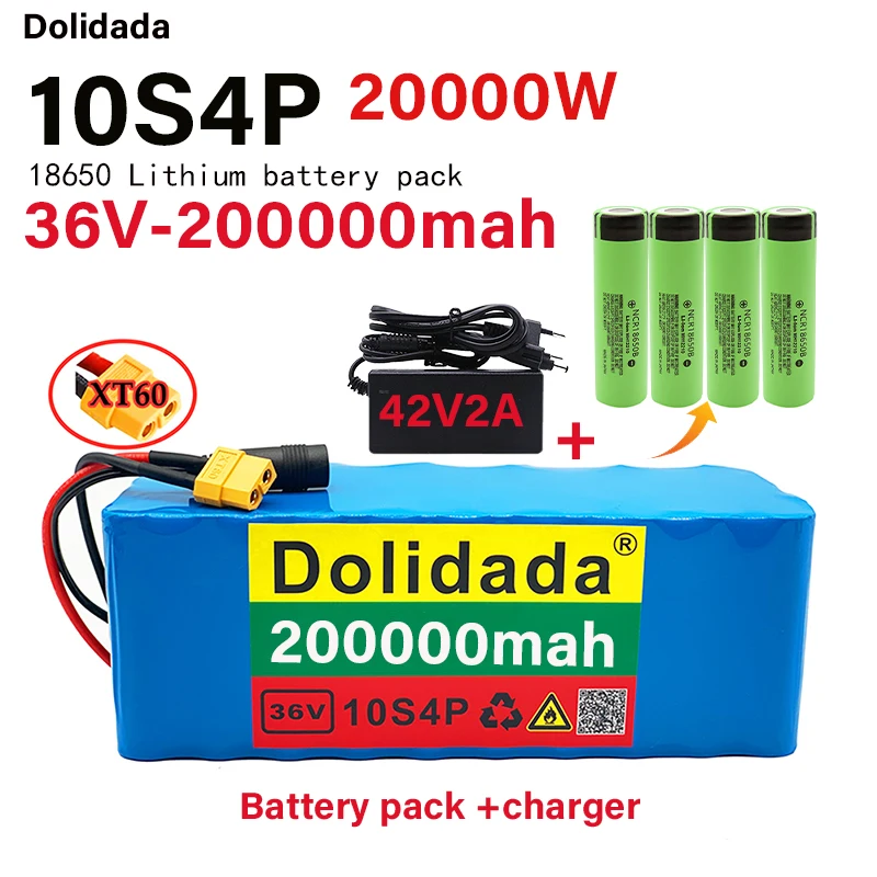Batterie lithium 36V 10s4p 200Ah , grande capacité, pour vélo et trottinette électrique, avec prise BMS XT60 et chargeur inclus
Batterie lithium 36V 10s4p 200Ah , grande capacité, pour vélo et trottinette électrique, avec prise BMS XT60 et chargeur inclus