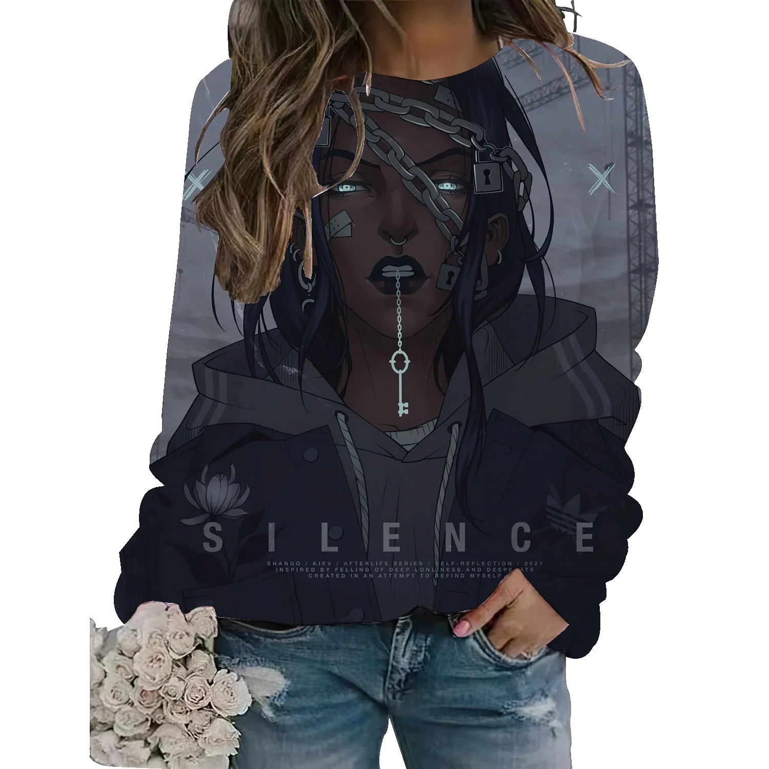 American high street Hold me tender, hold me tight printed round neck sweater women's thin section loose ins lazy coat top 
American high street Hold me tender, hold me tight printed round neck sweater women's thin section loose ins lazy coat top