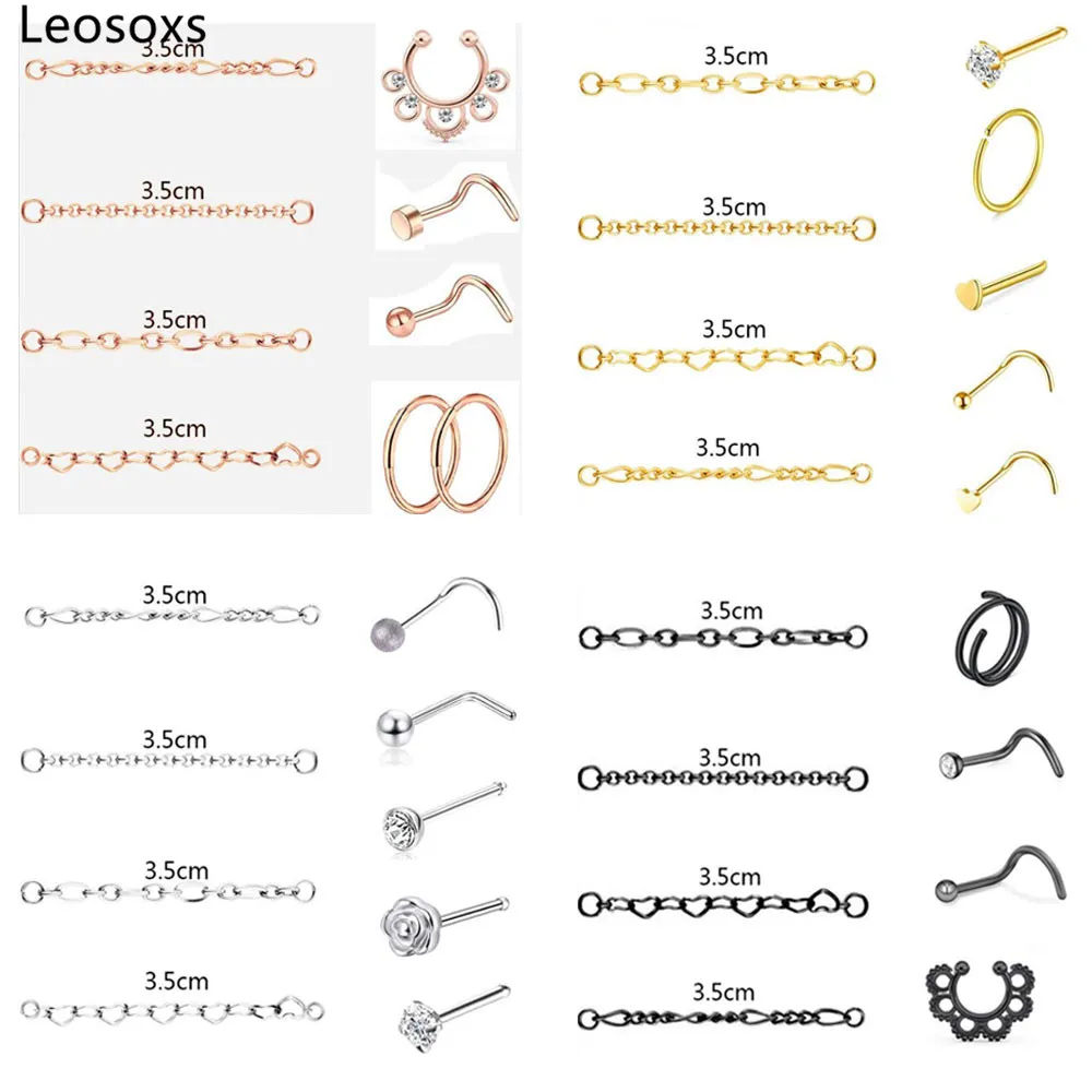 Leosoxs Stainless Steel Nose Rings Nose Pins Nose Chains Combination New Nose Chains Piercing Jewelry for Woman Men
Leosoxs Stainless Steel Nose Rings Nose Pins Nose Chains Combination New Nose Chains Piercing Jewelry for Woman Men
