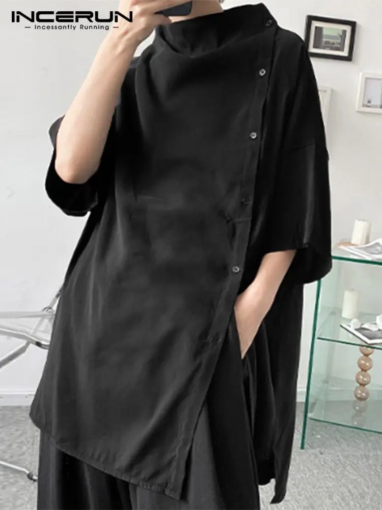 INCERUN Men Casual Shirt Solid Color Turtleneck Half Sleeve Button Streetwear Camisa Masculina 2022 Fashion Irregular Tops 5XL 7
INCERUN Men Casual Shirt Solid Color Turtleneck Half Sleeve Button Streetwear Camisa Masculina 2022 Fashion Irregular Tops 5XL 7