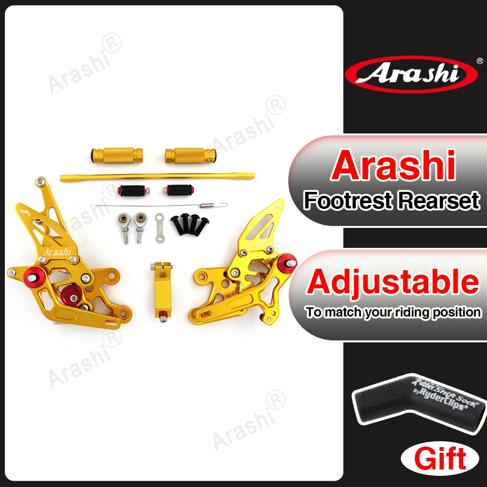 

Arashi Motorcycle CNC Adjustable Footrest Footpeg Pedal Rearset For YAMAHA FZ1 2006-2016 /FZ8 2010-2013 2011 2012 FZ-1 FZ-8 Gold