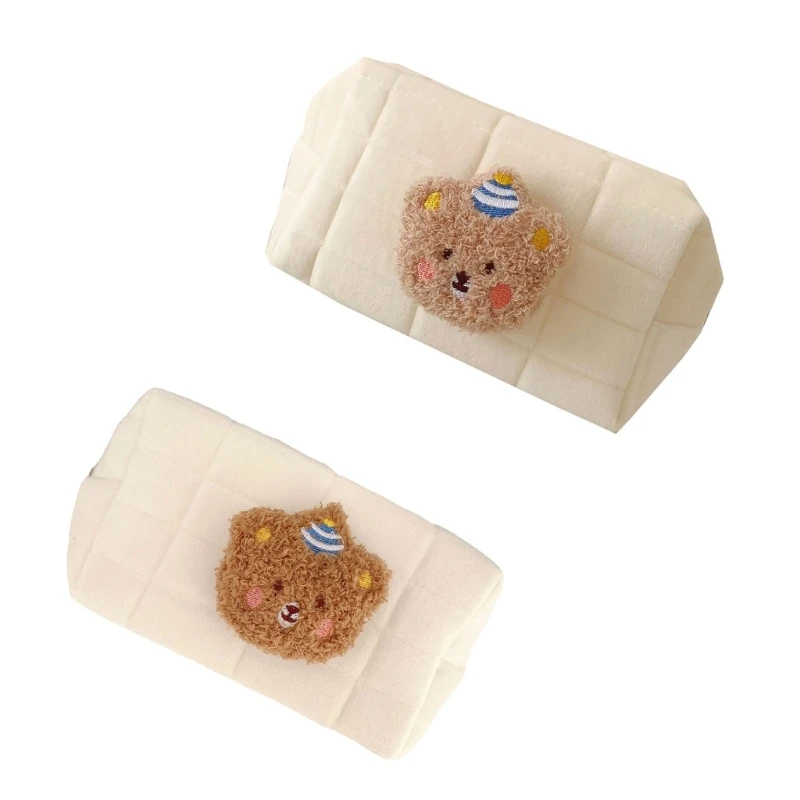 Косметичка для макияжа с милым медведем, бархатная женская сумка на молнии для хранения, клатч, сумка для туалетных принадлежностей, сумочк...