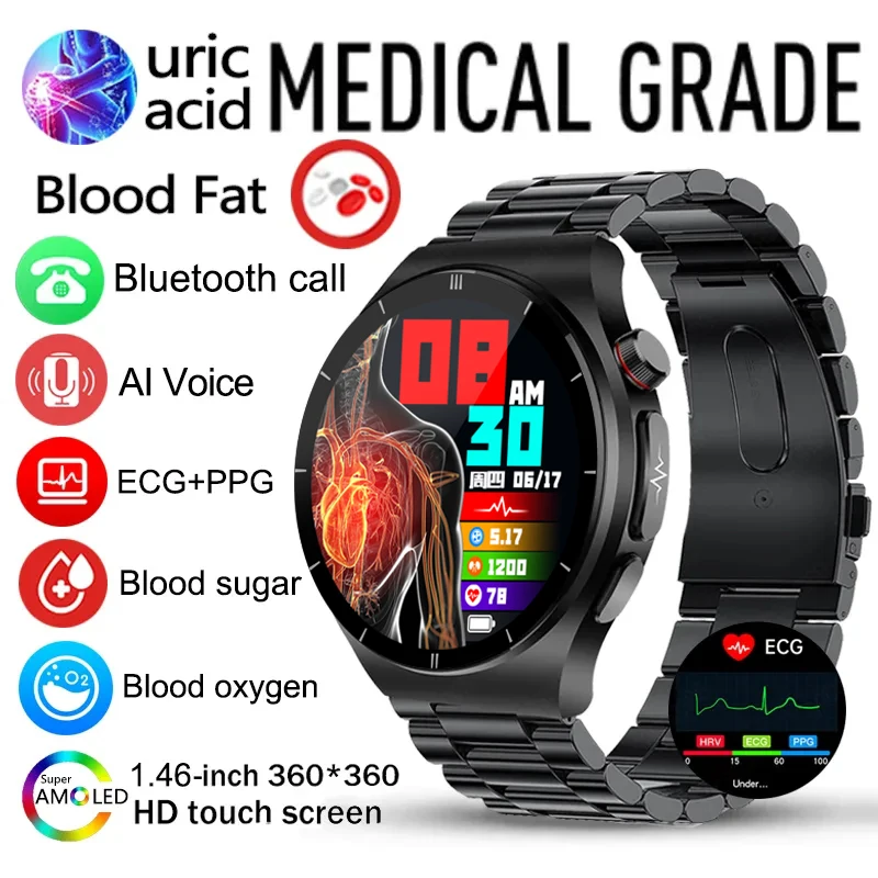 2023 New Uric Acid Blood Lipid Smart Watch Men ECG+PPG+HRV Bluetooth Call Blood Glucose Blood Pressure Monitor Health Smartwatch 
2023 New Uric Acid Blood Lipid Smart Watch Men ECG+PPG+HRV Bluetooth Call Blood Glucose Blood Pressure Monitor Health Smartwatch