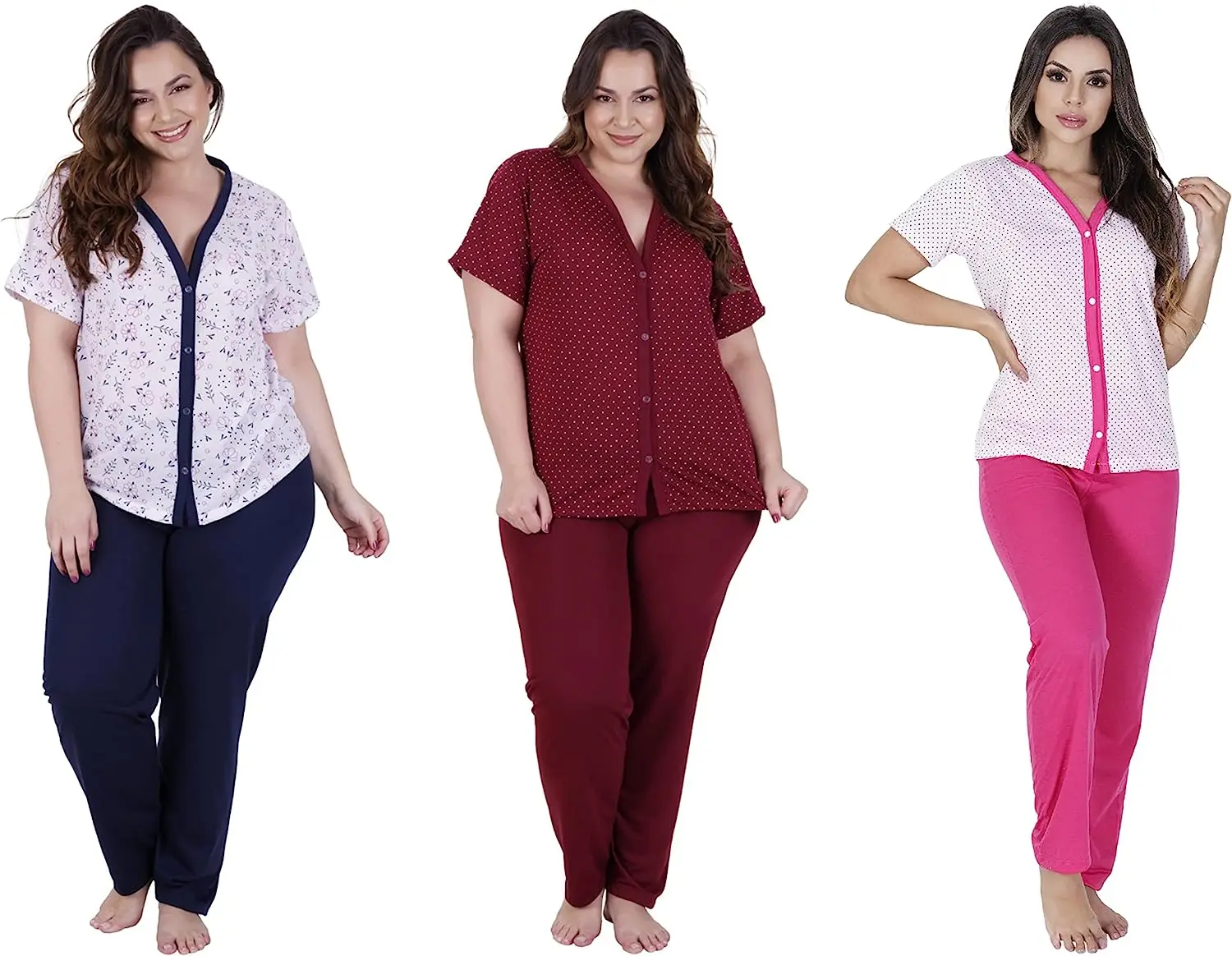 3 Pijama Calça E Blusa Manga Curta de botã Amamentaçã Cirurgia Idoso pós parto 
3 Pijama Calça E Blusa Manga Curta de botã Amamentaçã Cirurgia Idoso pós parto