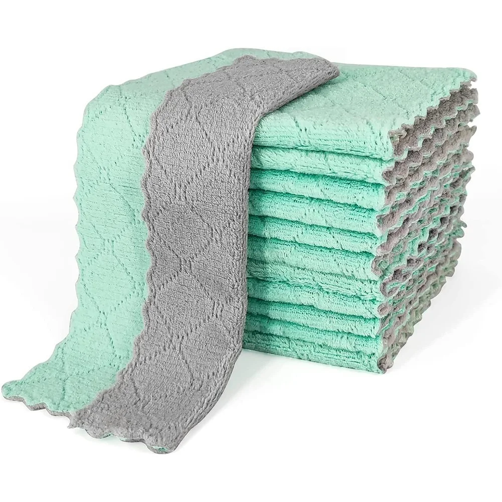 12PCS Kitchen Non-stick Oil Double-sided Two-color Absorbent Dish Cloth Coral Fleece Cleaning Rags Towels
12PCS Kitchen Non-stick Oil Double-sided Two-color Absorbent Dish Cloth Coral Fleece Cleaning Rags Towels