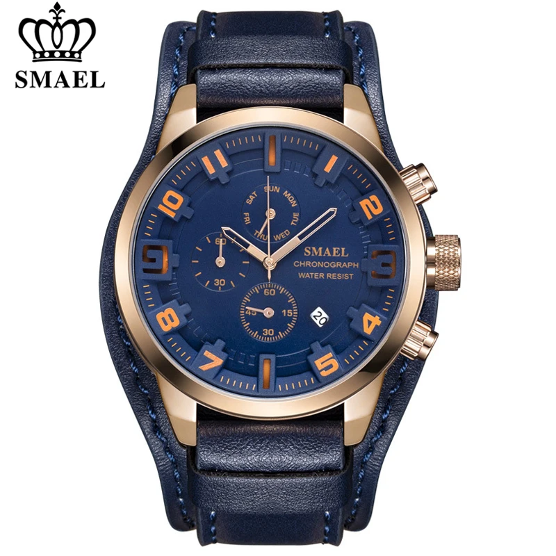 SMAEL Casual Sport Watches Men's Top Brand Luxury Fashion Business Chronograph Leather Quartz Watch Date Waterproof Wristwatch
SMAEL Casual Sport Watches Men's Top Brand Luxury Fashion Business Chronograph Leather Quartz Watch Date Waterproof Wristwatch