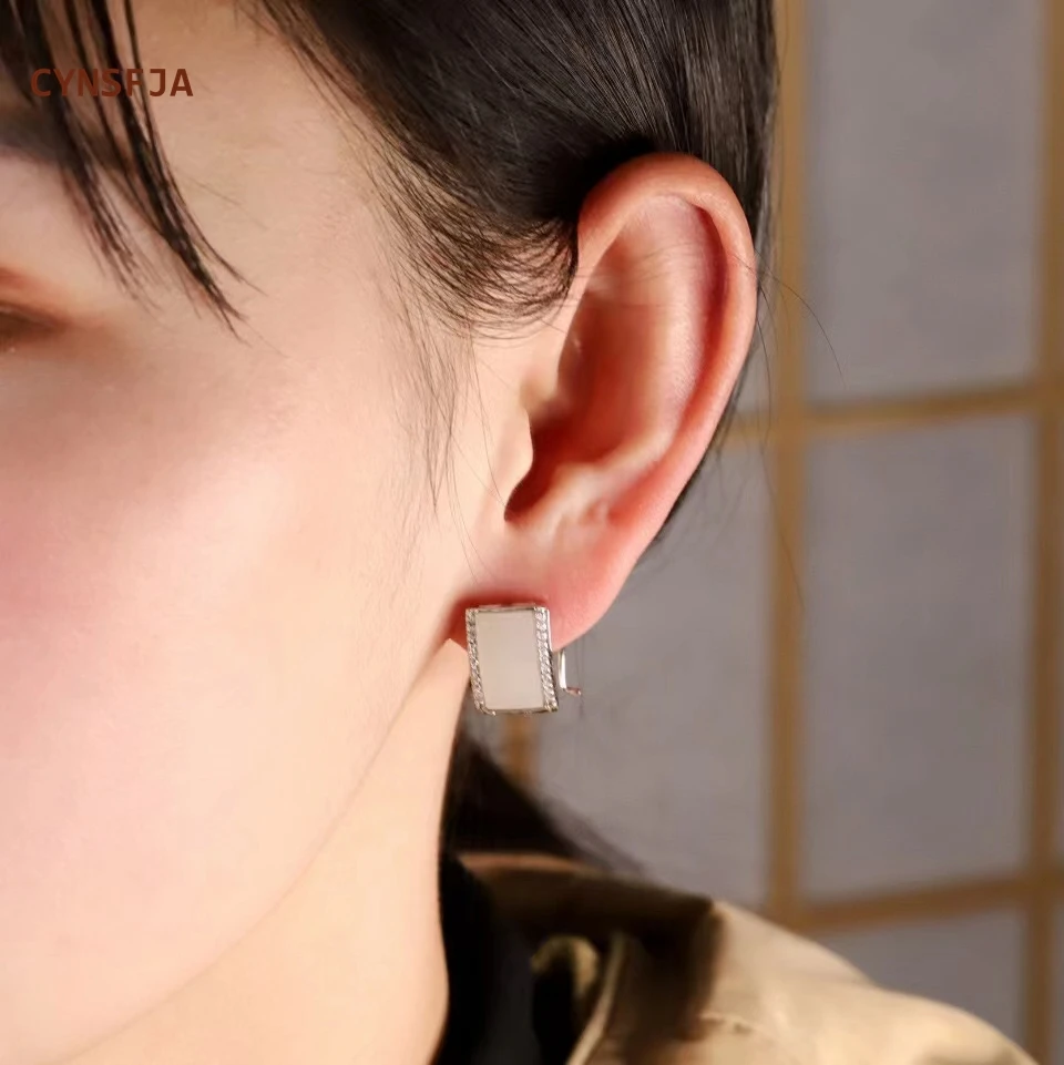 CYNSFJA New Real Certified Natural Hetian Nephrite 925 Silver Women's Lucky Jade Earrings Fine Jewelry High Quality Elegant Gift
CYNSFJA New Real Certified Natural Hetian Nephrite 925 Silver Women's Lucky Jade Earrings Fine Jewelry High Quality Elegant Gift