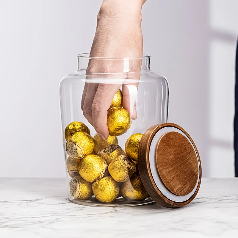 High Quality Glass Storage Bottles Wooden Lid Jars Wide Mouth Sealed Fresh-maintenance Can Solid Food Immersion Transparent Wine
High Quality Glass Storage Bottles Wooden Lid Jars Wide Mouth Sealed Fresh-maintenance Can Solid Food Immersion Transparent Wine