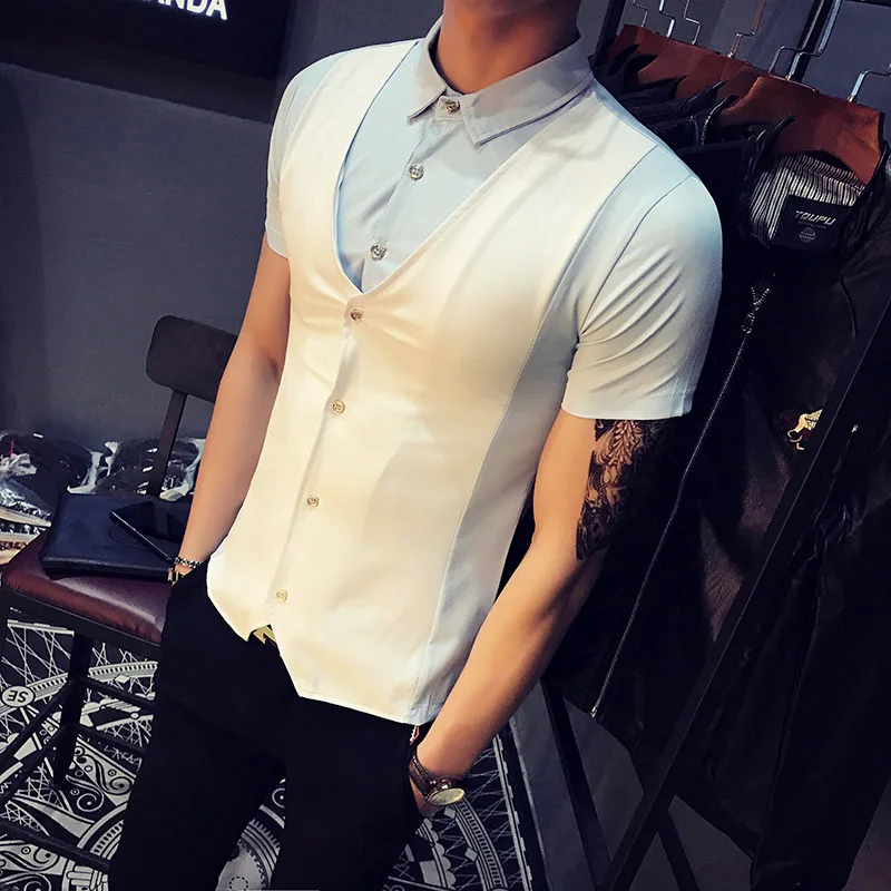 Mens Plus Size 5XL-S Summer Fake-2Pieces Casual Short Sleeve Shirts Mens 2022 Casual Slim Business Dress Shirts Chemise Homme
Mens Plus Size 5XL-S Summer Fake-2Pieces Casual Short Sleeve Shirts Mens 2022 Casual Slim Business Dress Shirts Chemise Homme