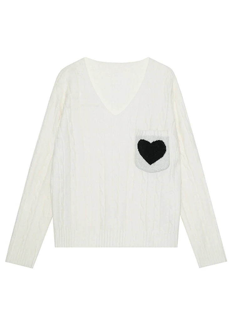Autumn Winter White Heart Sweater V-neck Long Sleeve Woman Sweaters Knitted Pullover Women Tops Ladies Jumper 2022 New
Autumn Winter White Heart Sweater V-neck Long Sleeve Woman Sweaters Knitted Pullover Women Tops Ladies Jumper 2022 New