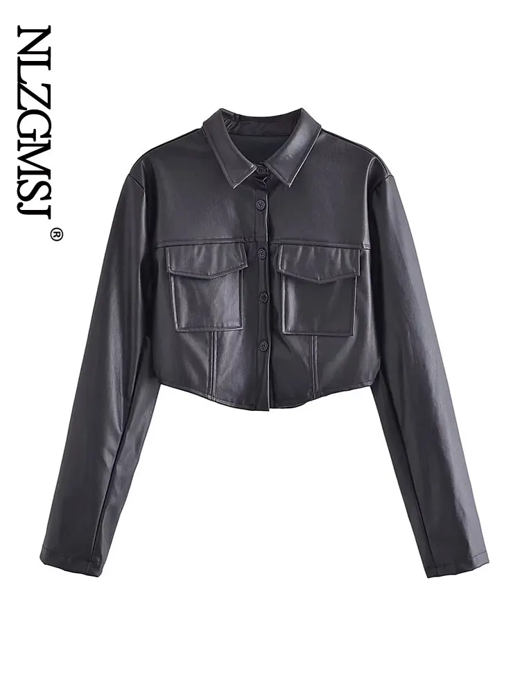 Nlzgmsj 2022 Women Short Casual Spring Autumn Leather Jacket Black Long Sleeve Button Up Lapel Jacket With Pocket 202206
Nlzgmsj 2022 Women Short Casual Spring Autumn Leather Jacket Black Long Sleeve Button Up Lapel Jacket With Pocket 202206