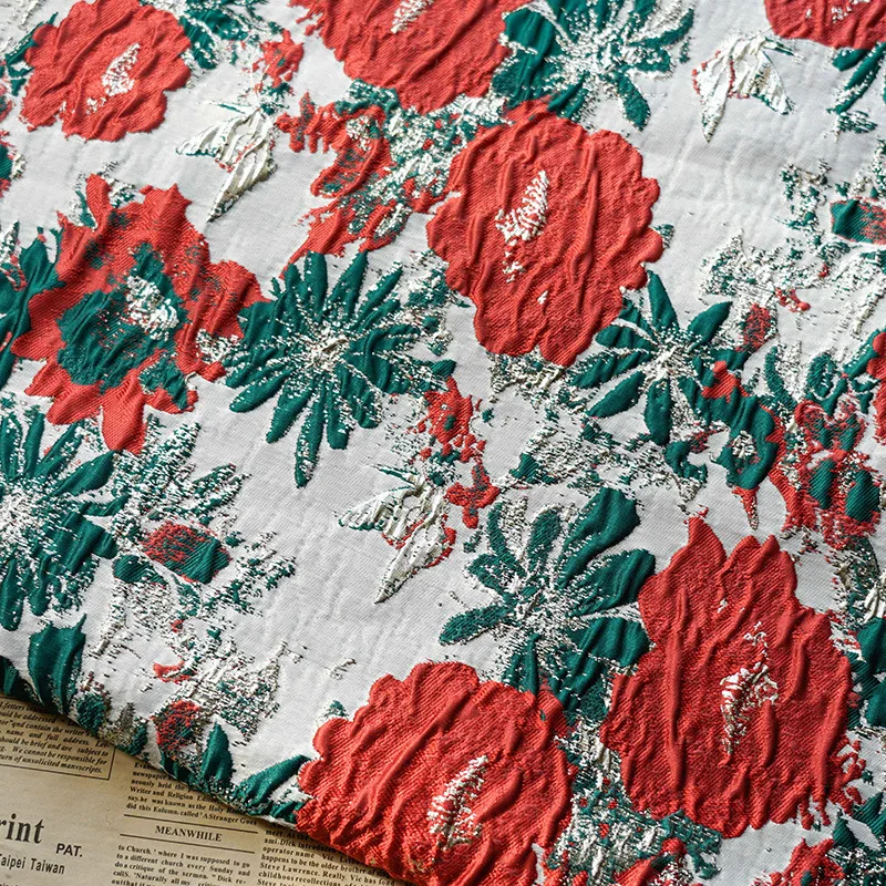Embossed Large Flower Jacquard Christmas New Year Red Green Color Matching Three-dimensional Texture Clothing Silver Fabric
Embossed Large Flower Jacquard Christmas New Year Red Green Color Matching Three-dimensional Texture Clothing Silver Fabric