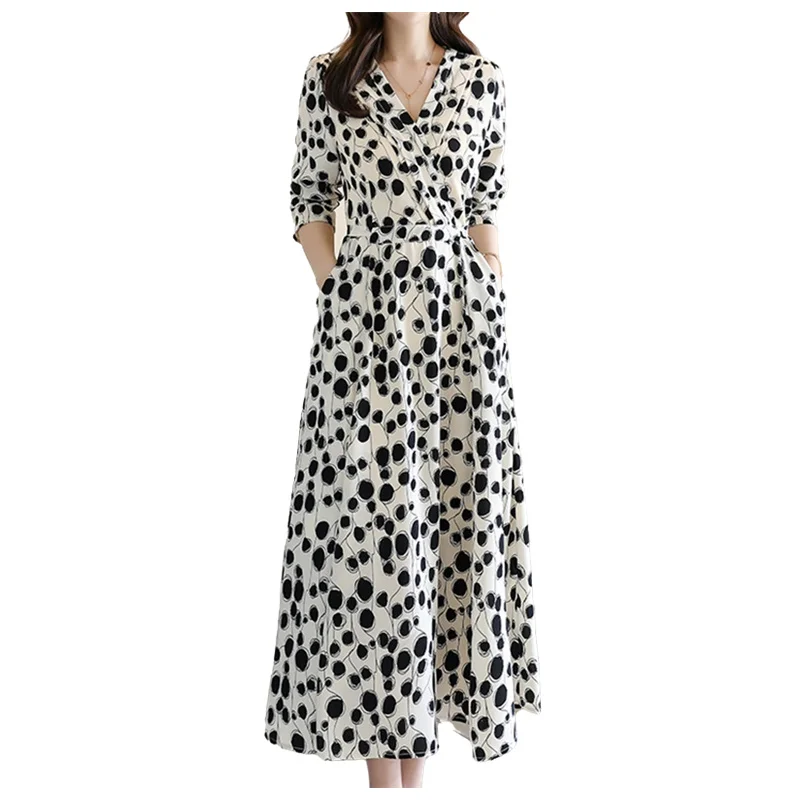Summer DressWomen's Spring Long Sleeve Vintage Dot Floral Print Maxi Dress Boho Sleeve Long Dress V-Collar Casual Shirt Dresses
Summer DressWomen's Spring Long Sleeve Vintage Dot Floral Print Maxi Dress Boho Sleeve Long Dress V-Collar Casual Shirt Dresses