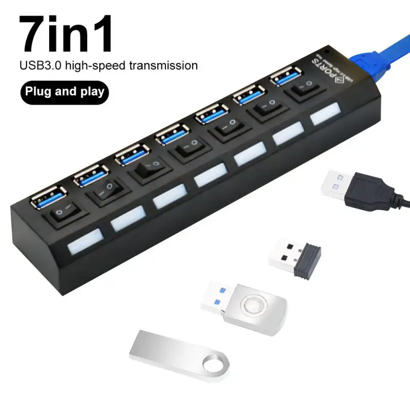 

5gbps Multi Splitter Adapter 4/7 Ports High Speed Usb 3.0 Hub Compatible With Usb2.0 1.1 Multiple Expander Hub For Pc Portable