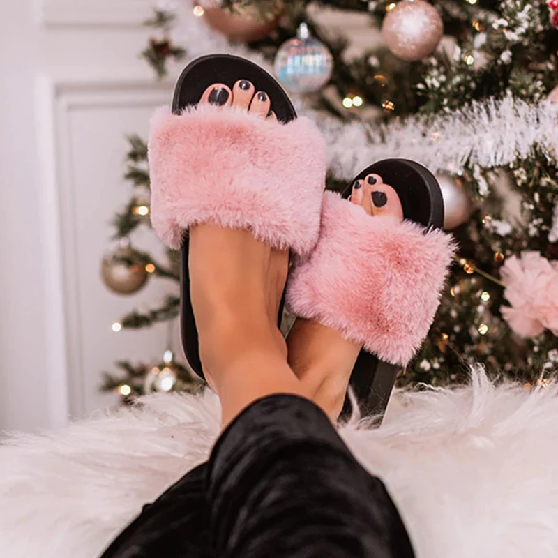 Fashion Fur Women Slippers Flat Leisure Open Toe Home Plush Shoes Solid Color Sexy Outdoors Non-slip 2022 New Woman Shoes
Fashion Fur Women Slippers Flat Leisure Open Toe Home Plush Shoes Solid Color Sexy Outdoors Non-slip 2022 New Woman Shoes