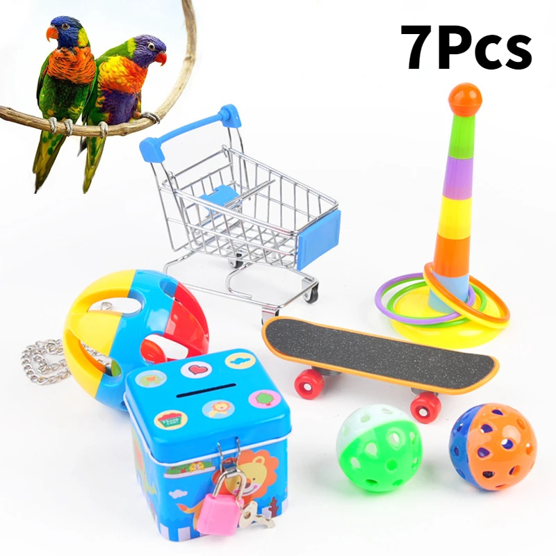 7Pcs Parrot Toy Set skateboard cart molar ball puzzle Training Bird Toy supplies Small Animals Pet Products
7Pcs Parrot Toy Set skateboard cart molar ball puzzle Training Bird Toy supplies Small Animals Pet Products