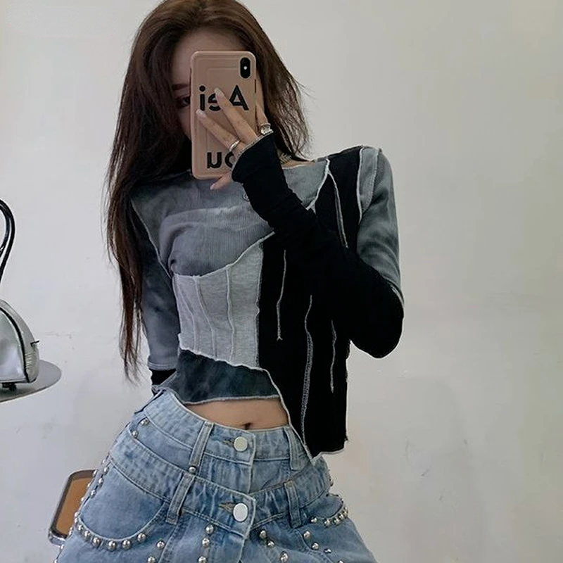 Long Sleeve T-shirts Womens New Designers Slim Irregular Patchwork Tie-dye O-neck Streetwear Chic Fashion Leisure Tees Female
Long Sleeve T-shirts Womens New Designers Slim Irregular Patchwork Tie-dye O-neck Streetwear Chic Fashion Leisure Tees Female