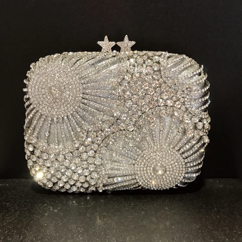

Diamonds Fashion Hand Bags Beading Crystal Blingbling Evening Bag Luxury Female Party Clutches with Chain Monederos Para Mujer