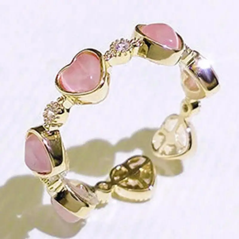 Korean Pink Heart Adjustable Rings for Women Fashion Trendy Yellow Gold Color Woman Promise Ring Engagement Wedding Jewelry Gift
Korean Pink Heart Adjustable Rings for Women Fashion Trendy Yellow Gold Color Woman Promise Ring Engagement Wedding Jewelry Gift