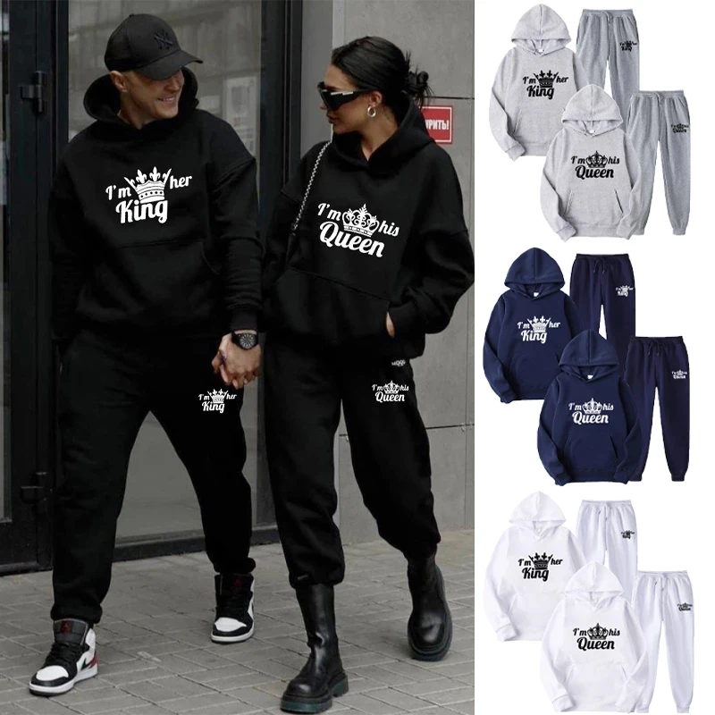 Lover Tracksuit Hoodie QUEEN KING Printed Couple Hooded Sweatshirt Autumn And Winter Clothes Women Men Two Piece Sets (S-4XL)
Lover Tracksuit Hoodie QUEEN KING Printed Couple Hooded Sweatshirt Autumn And Winter Clothes Women Men Two Piece Sets (S-4XL)