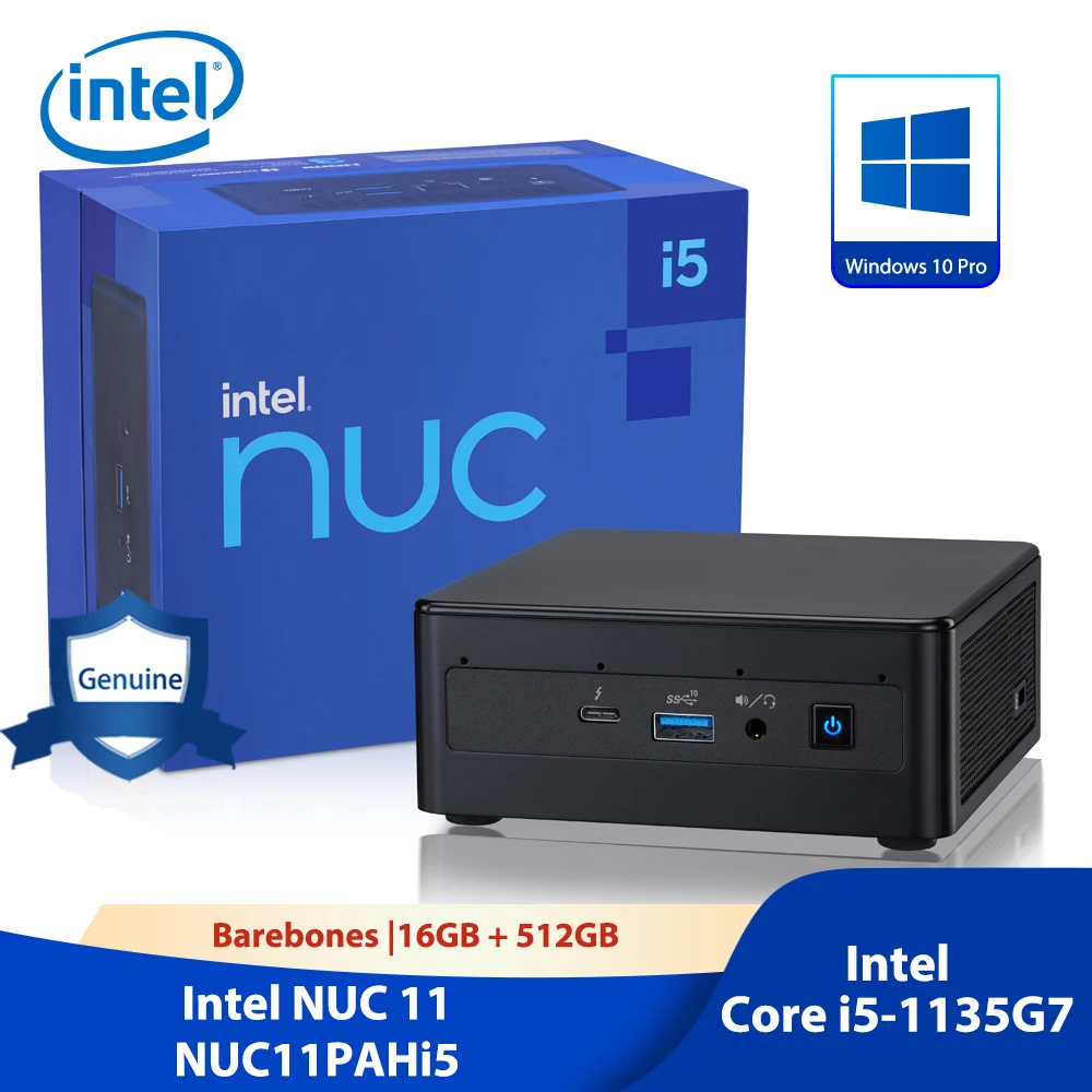 

Intel Nuc 11 Mini Desktop Pc 11th Gen Core processor Windows 10 Pro 28W Intel Iris Xe Graphics NVMe SSD DDR4 RAM WiFi6