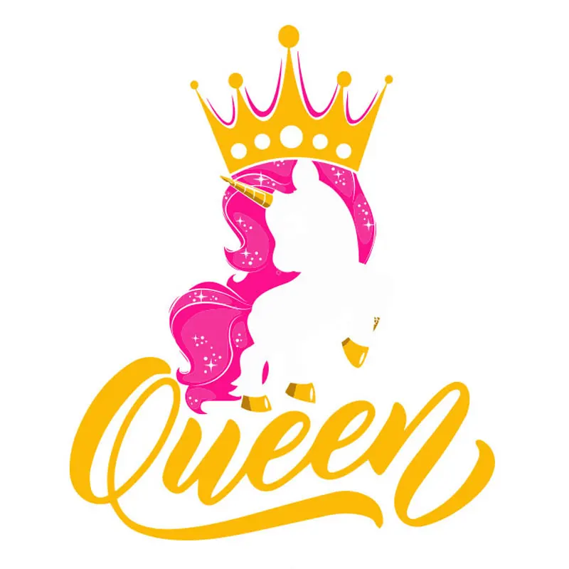 

Queen Unicorn Thermal Stickers Iron-on Transfers for Clothing Thermoadhesive Patches on Clothes Diy Women's T Shirt Appliques
