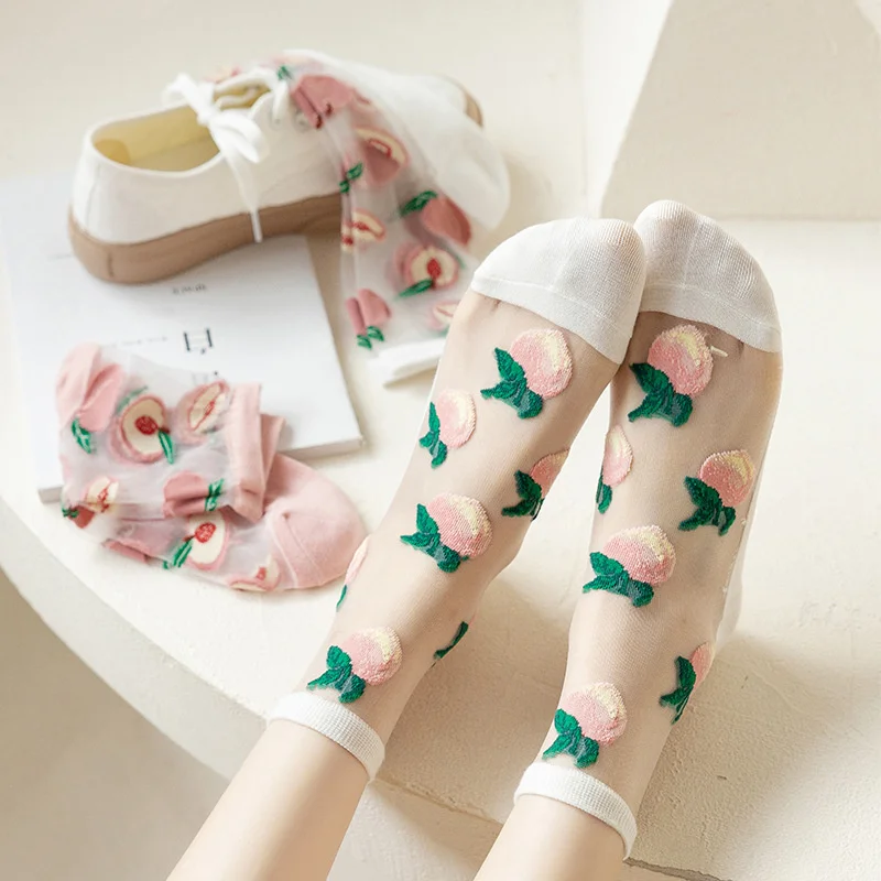 SP&CITY New Summer Fruit Embroidery Lace Short Socks Silk Transparent Medium Tube Thin Socks Summer Breathable Hipster Sock
SP&CITY New Summer Fruit Embroidery Lace Short Socks Silk Transparent Medium Tube Thin Socks Summer Breathable Hipster Sock