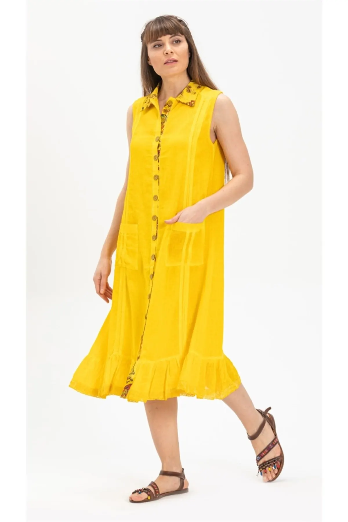 Women's Pareo Sleeveless Shile Cloth Collar Asuman Midi Length Dress Yellow Swimwear Cover Up Dress Sexy Tunic
Women's Pareo Sleeveless Shile Cloth Collar Asuman Midi Length Dress Yellow Swimwear Cover Up Dress Sexy Tunic