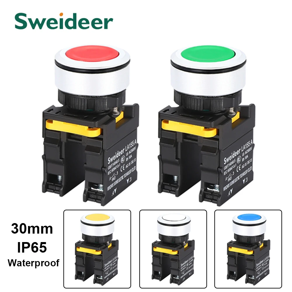 30mm Button Switch Waterproof Momentary Reset Self Locking Power Push Button Switch Flat Head 10A 1NO 1NC 2NO Red Green Yellow
30mm Button Switch Waterproof Momentary Reset Self Locking Power Push Button Switch Flat Head 10A 1NO 1NC 2NO Red Green Yellow
