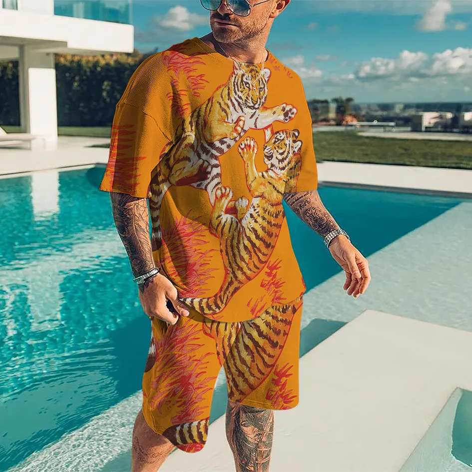 Summer Men Set Tiger Animal 3D Printed Tracksuit O-Neck T-shirt Stretch Shorts Sportswear Two Pieces Set Jogging Fitness Outfits
Summer Men Set Tiger Animal 3D Printed Tracksuit O-Neck T-shirt Stretch Shorts Sportswear Two Pieces Set Jogging Fitness Outfits