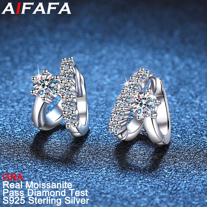 

AIFAFA 0.6 Carat Real Moissanite Studs Earrings Sparkling Lab Diamond 100% S925 Sterling Silver Ear Stud Wedding Jewelry GRA
