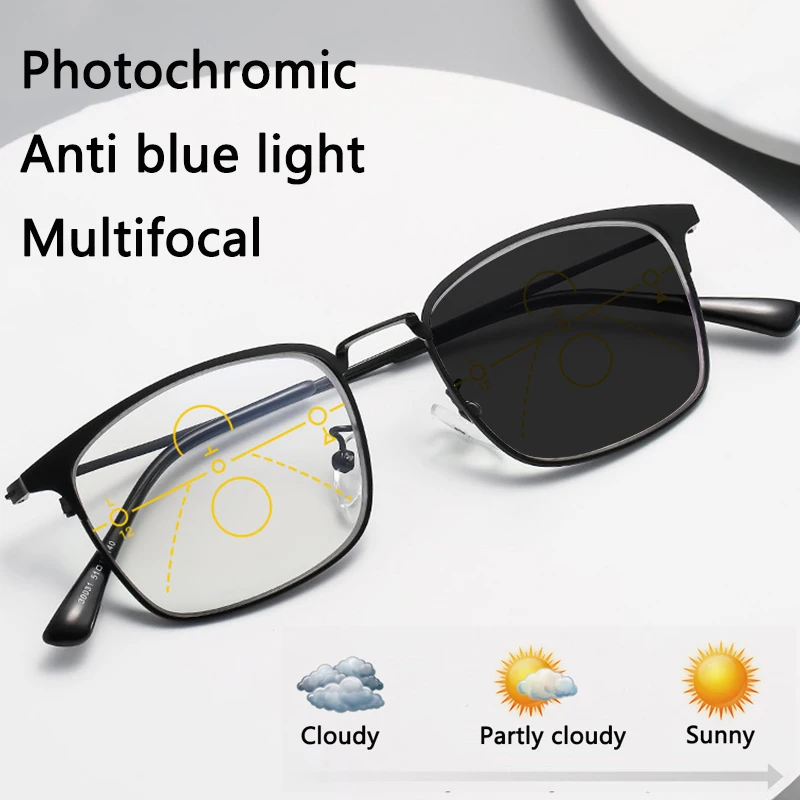 Progressive Photochromic Reading Glasses Men Women Multifocal TR90 Bifocal Anti-Blue Light Hyperopia Glasses Ultralight Flexible
Progressive Photochromic Reading Glasses Men Women Multifocal TR90 Bifocal Anti-Blue Light Hyperopia Glasses Ultralight Flexible