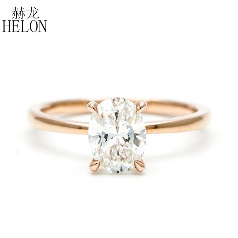 

Кольцо HELON с овальным муассанитом 6 х8 мм, обручальное кольцо из настоящего 18-каратного розового золота 10 карат, с бриллиантом выращенного в лаборатории, хороший подарок для женщин