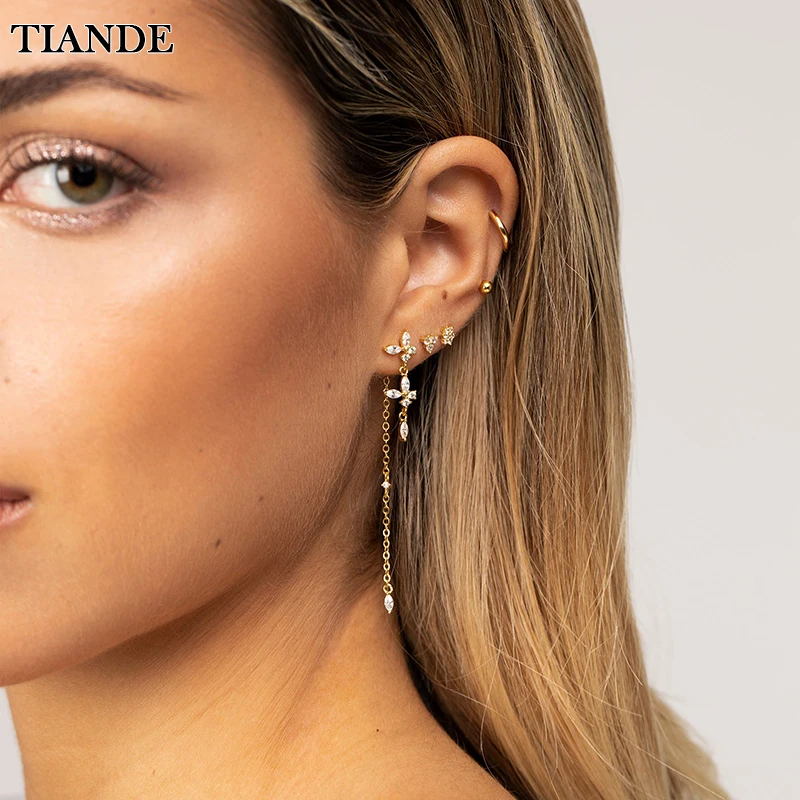 TIANDE Gold Plated Tassels Chain Dangle Earrings for Women Exquisite Zircon Pierced Ear Stud Earring Fashion Jewelry Accessories 
TIANDE Gold Plated Tassels Chain Dangle Earrings for Women Exquisite Zircon Pierced Ear Stud Earring Fashion Jewelry Accessories