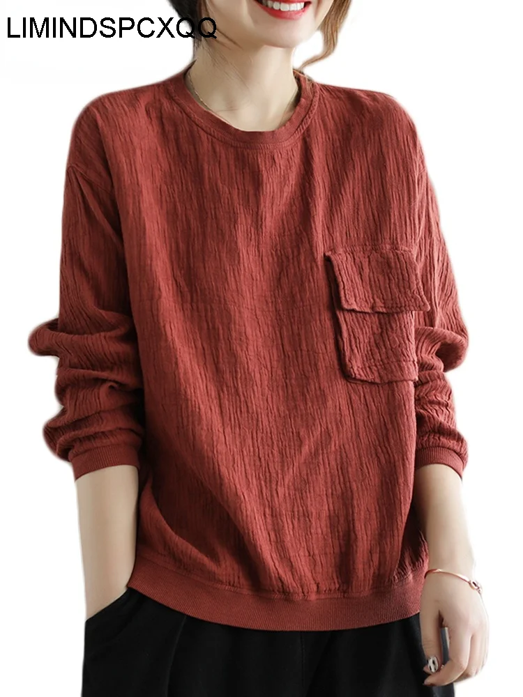 LIMINDSPCXQQ Spring Fashion Korean Clothes Womens Long Sleeve Tee Shirts Casual Loose Female Linen Cotton T-Shirts Harajuku Top 
LIMINDSPCXQQ Spring Fashion Korean Clothes Womens Long Sleeve Tee Shirts Casual Loose Female Linen Cotton T-Shirts Harajuku Top