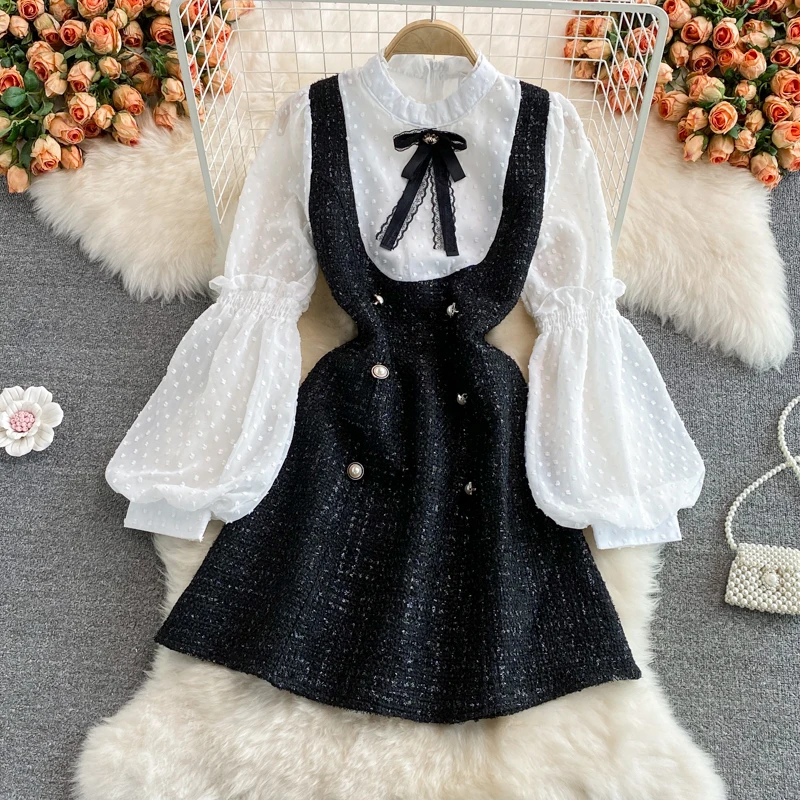 Женское элегантное винтажное шифоновое платье составного кроя с круглым вырезом и рукавами-фонариками, женское Шикарное облегающее ТРАПЕЦИЕВИДНОЕ ПЛАТЬЕ на пуговицах с бантом 
Женское элегантное винтажное шифоновое платье составного кроя с круглым вырезом и рукавами-фонариками, женское Шикарное облегающее ТРАПЕЦИЕВИДНОЕ ПЛАТЬЕ на пуговицах с бантом