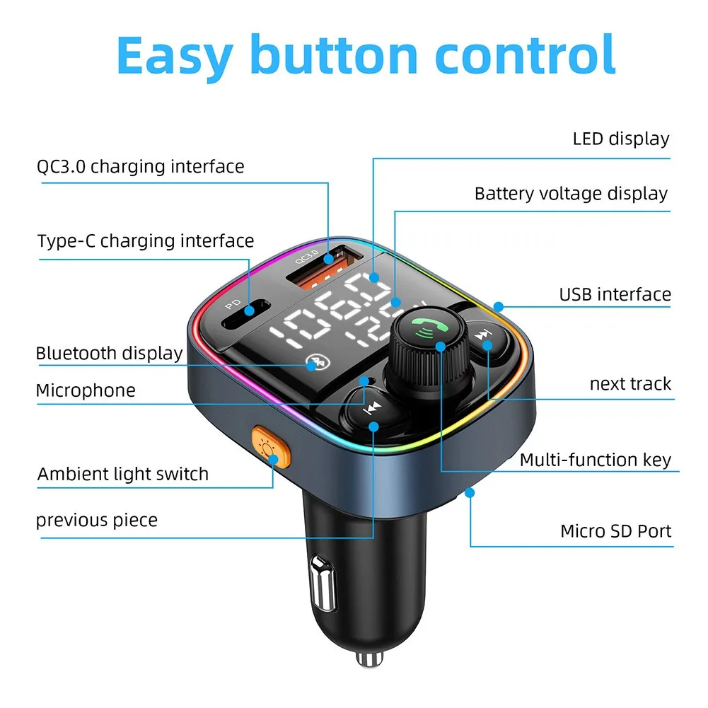 1 шт., автомобильное зарядное устройство с 3 USB-портами и поддержкой Bluetooth 5,0
1 шт., автомобильное зарядное устройство с 3 USB-портами и поддержкой Bluetooth 5,0