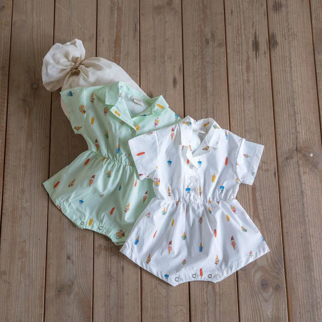 New 2023 Summer Girls' Cute Ice Cream Print Shirt Infant Waist Wrapped Temperament One Piece Creeper
New 2023 Summer Girls' Cute Ice Cream Print Shirt Infant Waist Wrapped Temperament One Piece Creeper