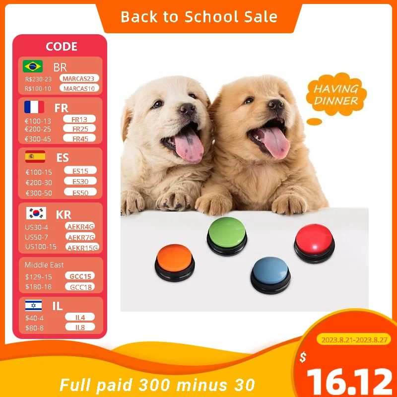 

4pcs Dog Talking Buttons For Communication Record Button To Speak Buzzer Voice Repeater Noise Makers Party Toys Answering Game