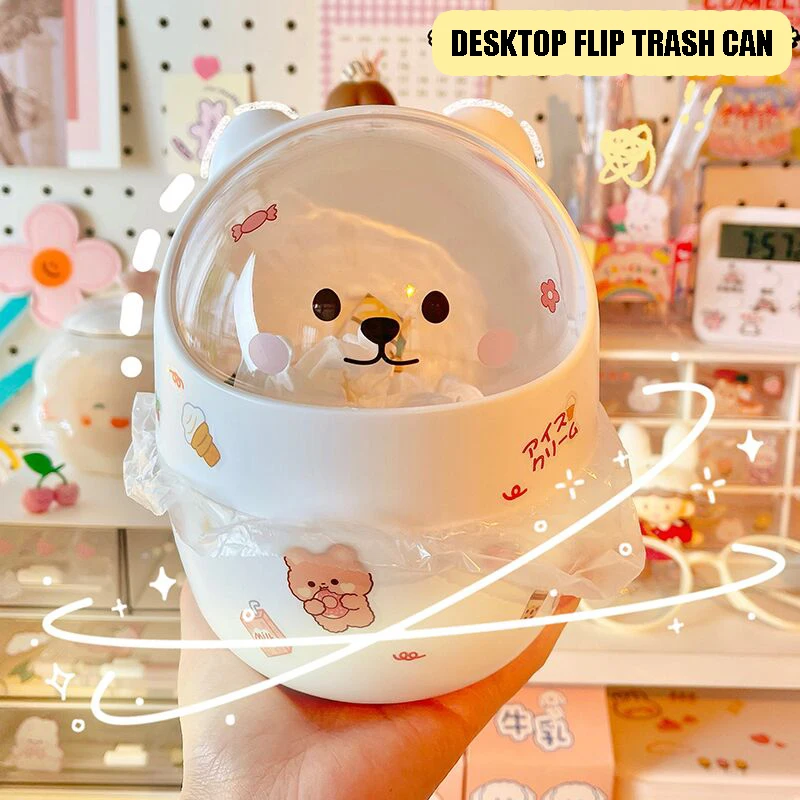 Trash Can Organizer Ins Desktop with Lid Kawaii Cute Bear Trash Bin Storage Box Girl Pen Holder Storage Bucket with Flip Top
Trash Can Organizer Ins Desktop with Lid Kawaii Cute Bear Trash Bin Storage Box Girl Pen Holder Storage Bucket with Flip Top
