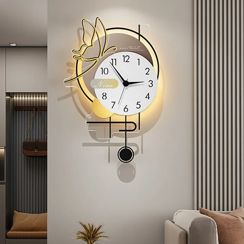 

Светящиеся большие настенные часы, роскошные креативные электронные тихие часы с механизмом, украшение для гостиной, подарок