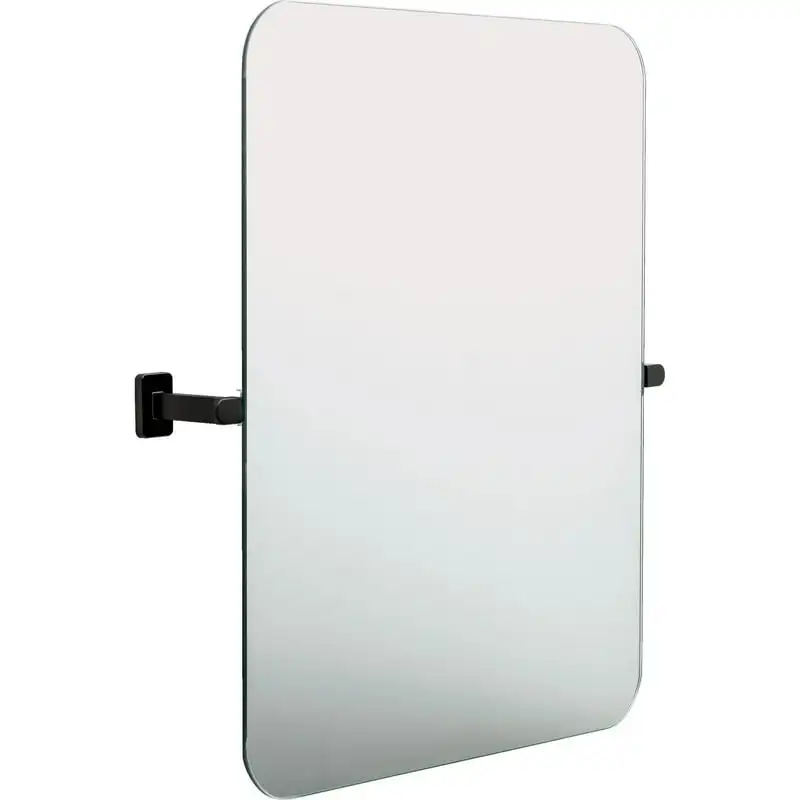 

Rounded Square Bathroom Vanity Tilt Mirror in Matte Black